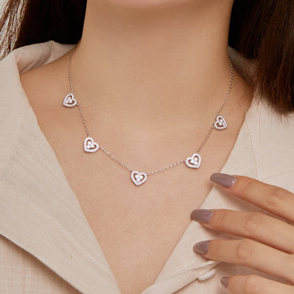 [Regalia jewelry]Sparkling Five Heart Necklace