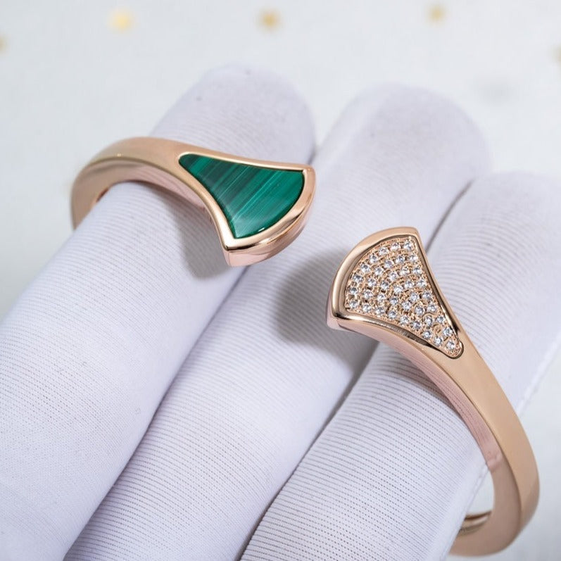 [Regalia jewelry]DREAM BRACELET OPEN MALACHITE PINK GOLD