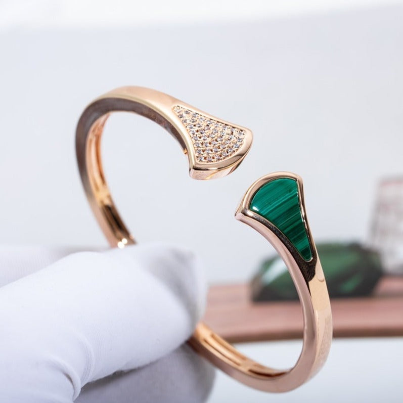[Regalia jewelry]DREAM BRACELET OPEN MALACHITE PINK GOLD