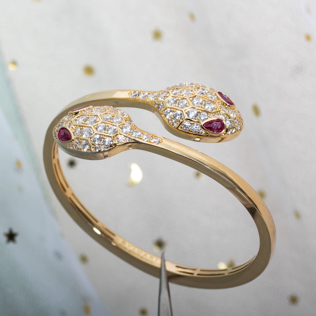 [Regalia jewelry]SERPENTI BRACELET PINK GOLD DIAMOND DOUBLE SNAKE