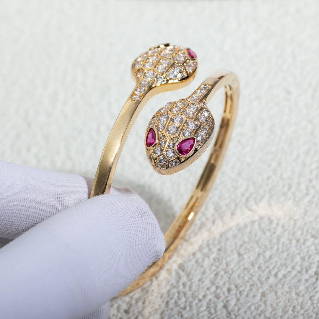 [Regalia jewelry]SERPENTI BRACELET PINK GOLD DIAMOND DOUBLE SNAKE