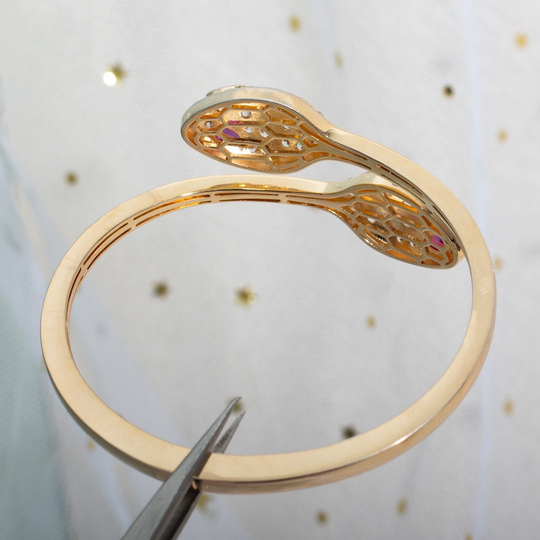 [Regalia jewelry]SERPENTI BRACELET PINK GOLD DIAMOND DOUBLE SNAKE