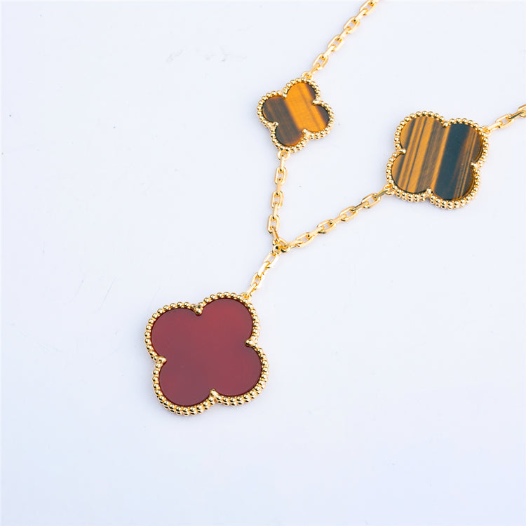 [Regalia jewelry]CLOVER BRACELET 5 MOTIFS CARNELIAN TIGER EYE