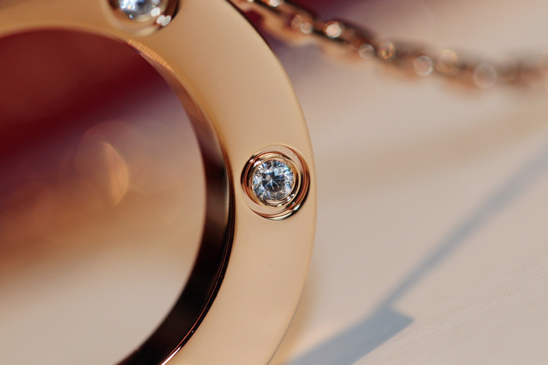 [Regalia jewelry]LOVE NECKLACE 16MM 6 DIAMONDS PINK GOLD