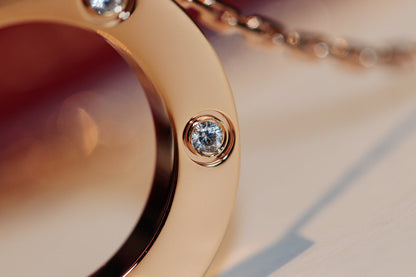 [Regalia jewelry]LOVE NECKLACE 16MM 6 DIAMONDS PINK GOLD