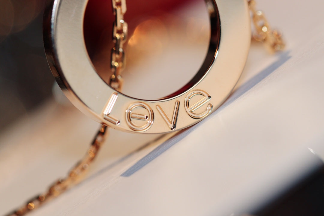[Regalia jewelry]LOVE NECKLACE 16MM 6 DIAMONDS PINK GOLD