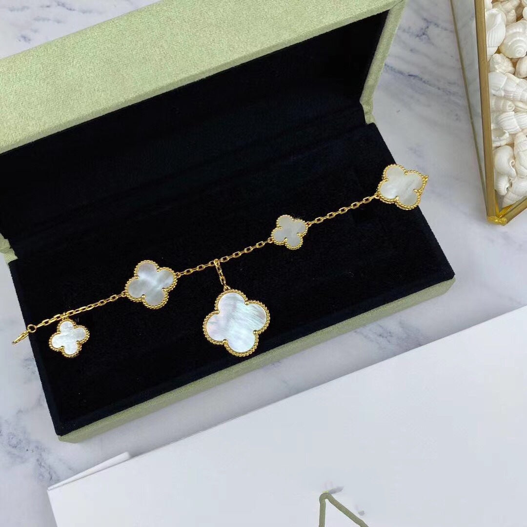 [Regalia jewelry]MAGIC CLOVER MOP GOLD BRACELET 5 MOTIFS