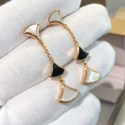 [Regalia jewelry]DREAM EARRINGS 3 MOTIFS ONYX MOP PINK GOLD