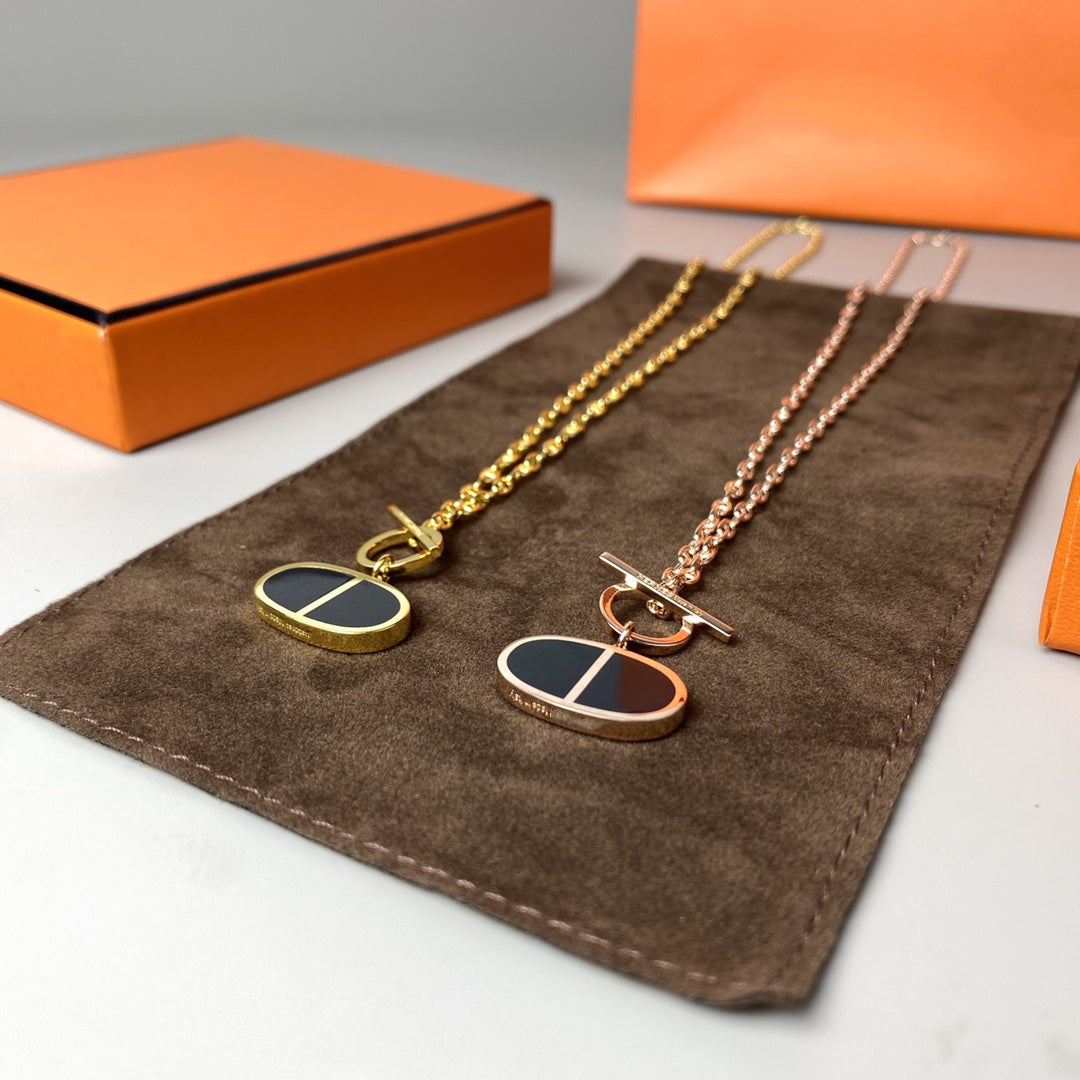 [Regalia jewelry]CHAINE VERSO BLACK CERAMIC NECKLACE