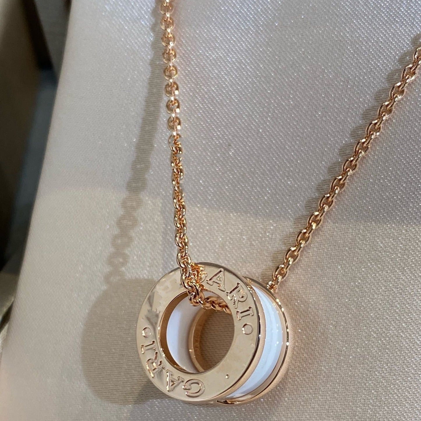 [Regalia jewelry]ZERO 1 WHITE CERAMIC PINK GOLD NECKLACE