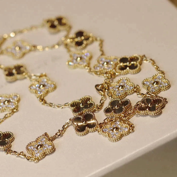 [Regalia jewelry]CLOVER 20 MOTIFS LASER DIAMOND NECKLACE