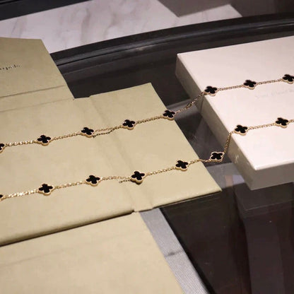 [Regalia jewelry]CLOVER 20 MOTIFS ONYX NECKLACE