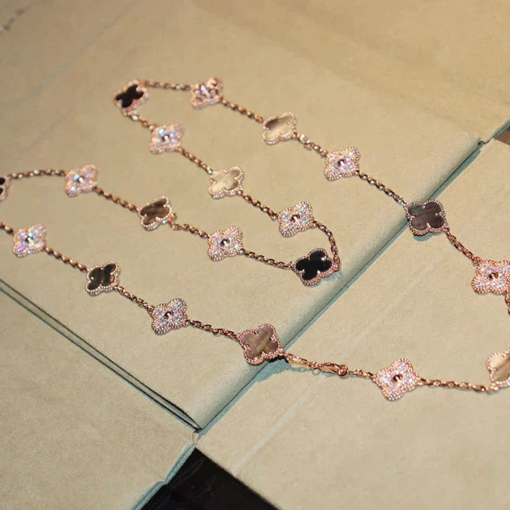 [Regalia jewelry]CLOVER 20 MOTIFS DARK MOP DIAMOND  NECKLACE