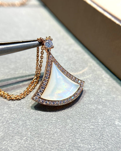 [Regalia jewelry]DREAM MOP DIAMOND PAVED PINK GOLD NECKLACE