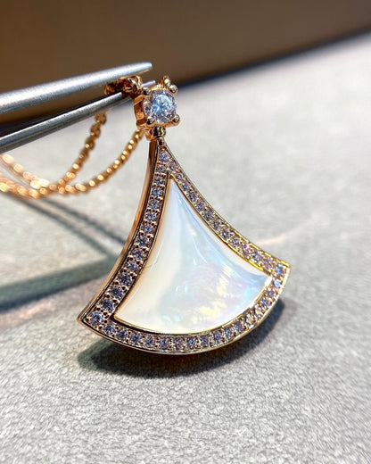 [Regalia jewelry]DREAM MOP DIAMOND PAVED PINK GOLD NECKLACE