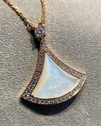 [Regalia jewelry]DREAM MOP DIAMOND PAVED PINK GOLD NECKLACE