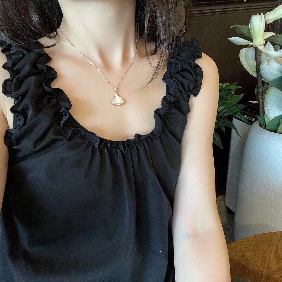 [Regalia jewelry]DREAM MOP DIAMOND PAVED PINK GOLD NECKLACE