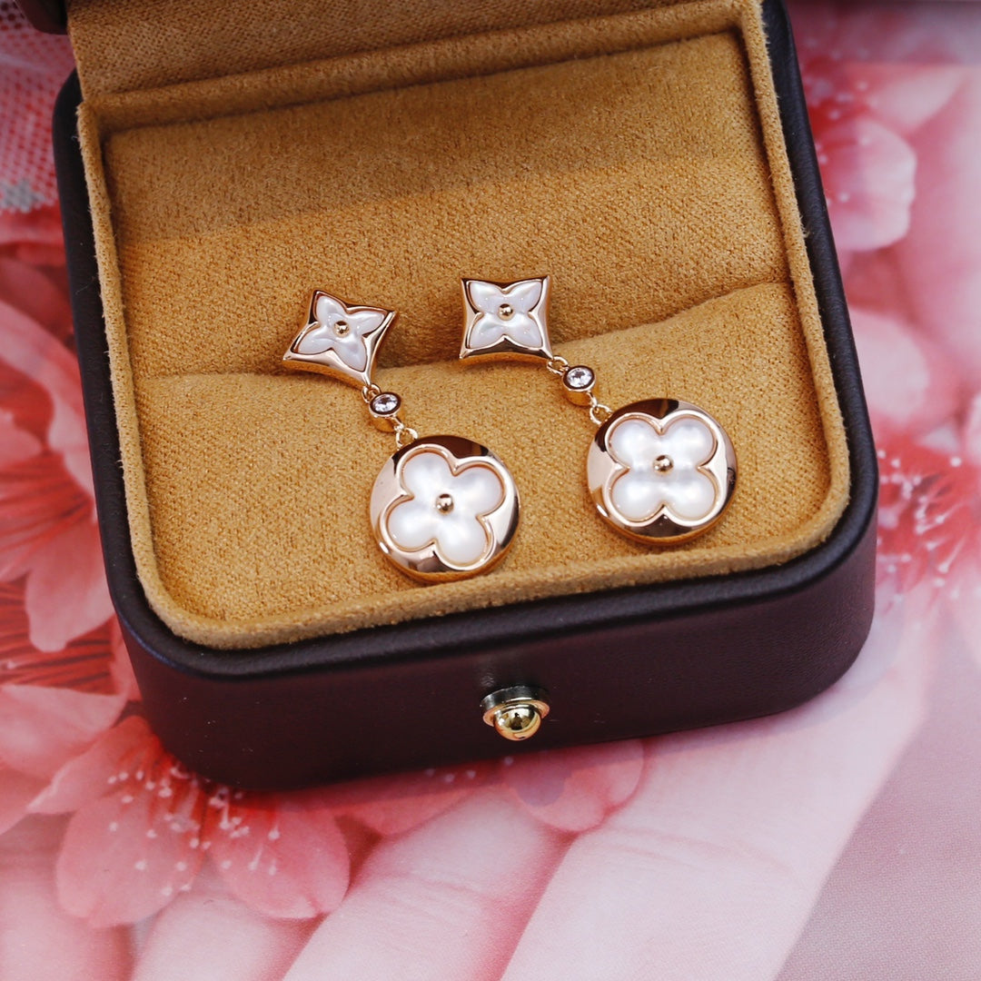 [Regalia jewelry]STAR AND SUN PINK GOLD MOP DROP EARRINGS