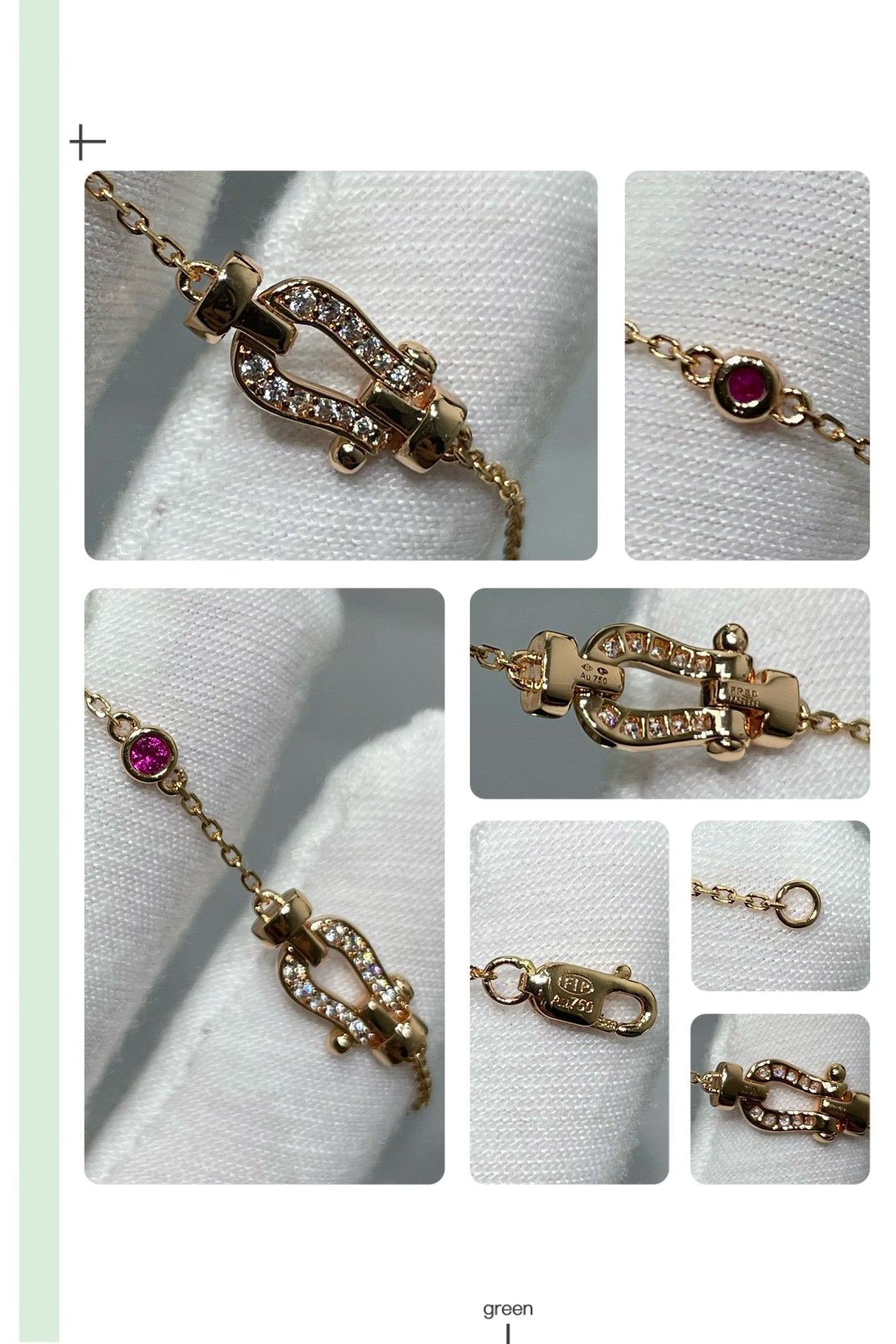 [Regalia jewelry]FORCE 10 DIAMOND CHAIN LINK PINK GOLD BRACELET