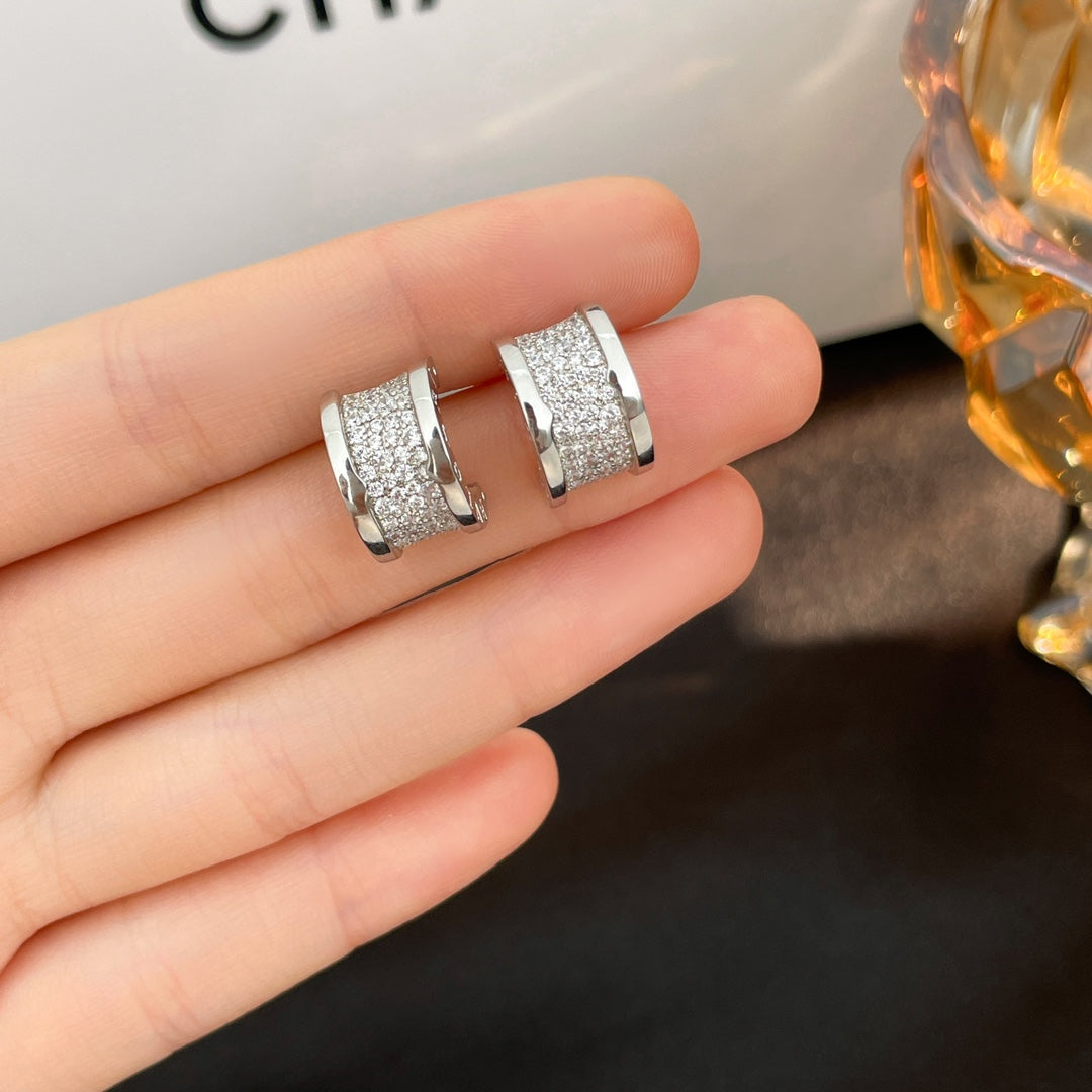 [Regalia jewelry]ZERO 1 DIAMOND PAVED EARRINGS