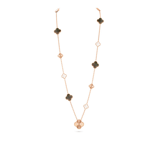 [Regalia jewelry]CLOVER 16 MOTIF GREY MOP GOLD NECKLACE