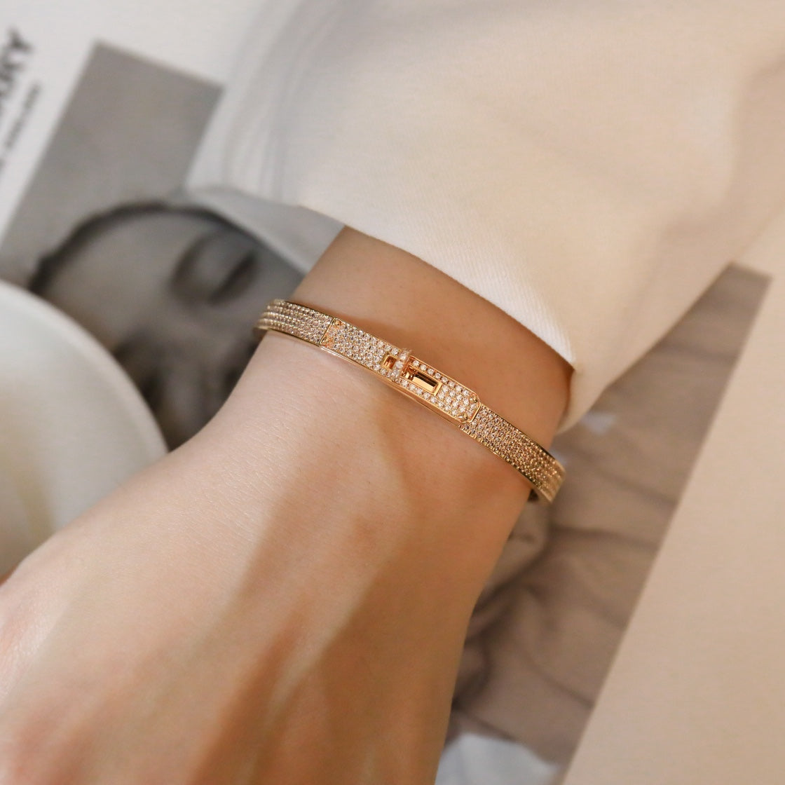 [Regalia jewelry]KELLY BRACELET DIAMOND PAVED