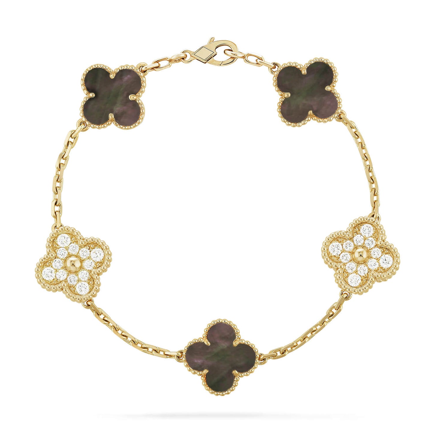 [Regalia jewelry]CLOVER 5 MOTIF GRAY MOP DIAMOND BRACELET