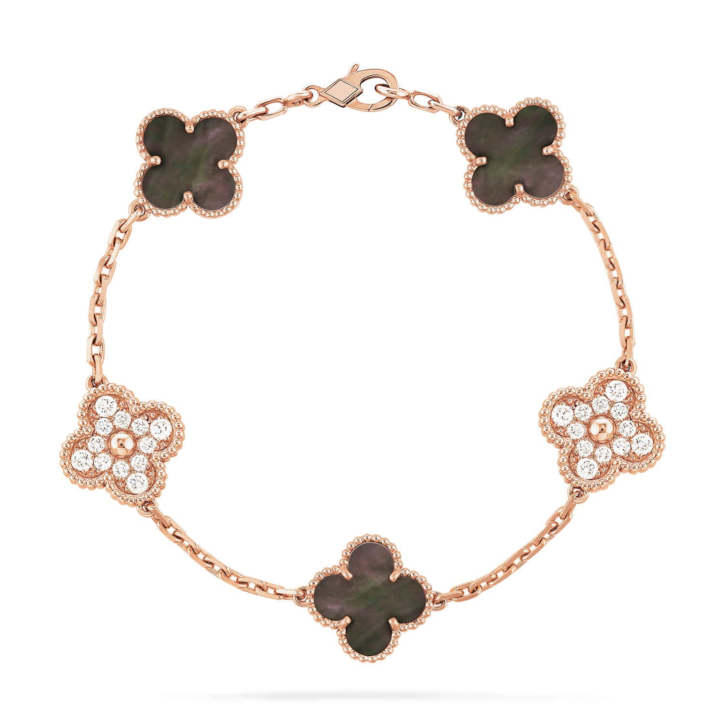 [Regalia jewelry]CLOVER 5 MOTIF GRAY MOP DIAMOND BRACELET