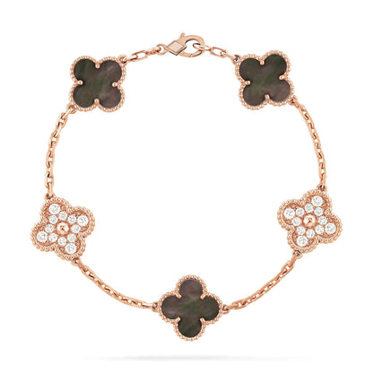 [Regalia jewelry]CLOVER 5 MOTIF GRAY MOP DIAMOND BRACELET