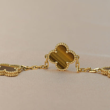 [Regalia jewelry]CLOVER  5 MOTIFS TIGER EYE BRACELET