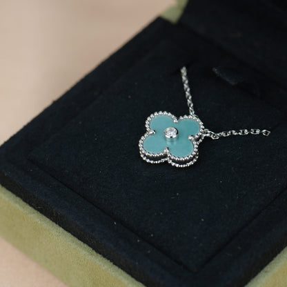 [Regalia jewelry]CLOVER 15MM DIAMOND SVRES PORCELAIN  NECKLACE SILVER