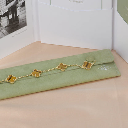 [Regalia jewelry]CLOVER  5 MOTIFS TIGER EYE BRACELET