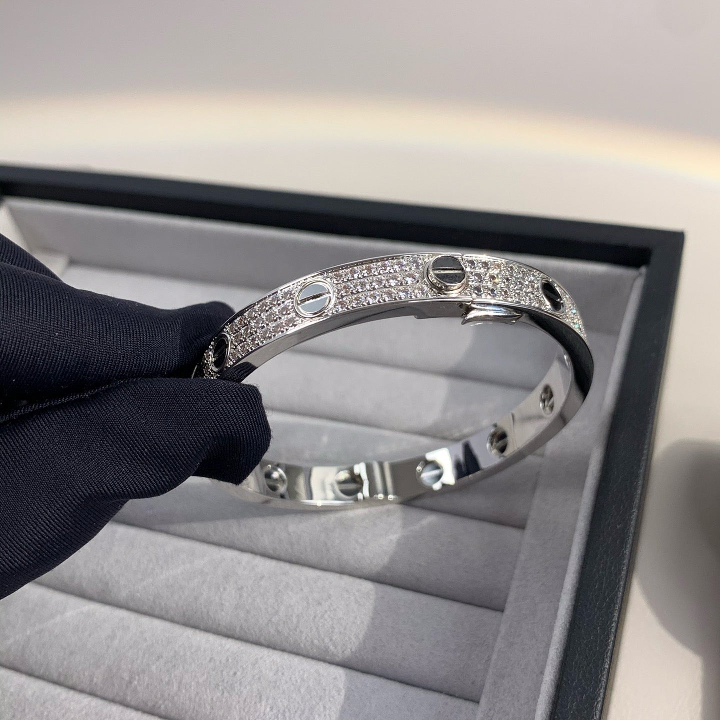 [Regalia jewelry]LOVE BRACELET 6.1MM DIAMOND-PAVED CERAMIC