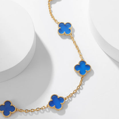 [Regalia jewelry]CLOVERS THE 10-MOTIFS BLUE AGATE NECKLACE