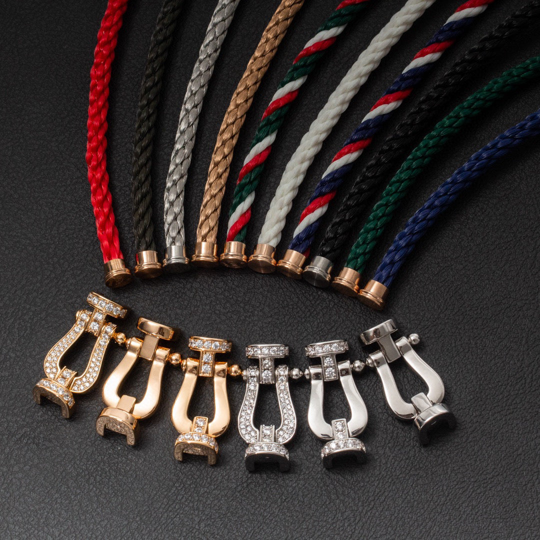 [Regalia jewelry]FORCE LARGE HORSESHOE HALF DIAMOND BRACELET SILVER