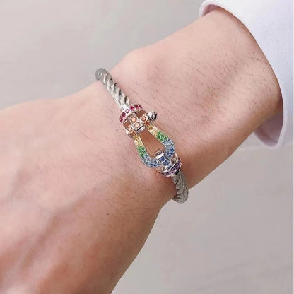 [Regalia jewelry]FORCE LARGE HORSESHOE  COLORED DIAMOND BRACELET ROSE GOLD