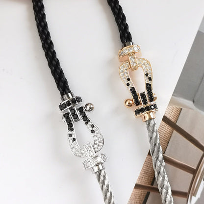 [Regalia jewelry]FORCE LARGE HORSESHOE BLACK WHITE DIAMOND BRACELET ROSE GOLD