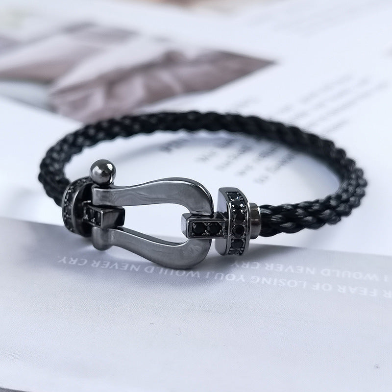 [Regalia jewelry]FORCE LARGE SERIES HORSESHOE BLACK SAMURAI BRACELET