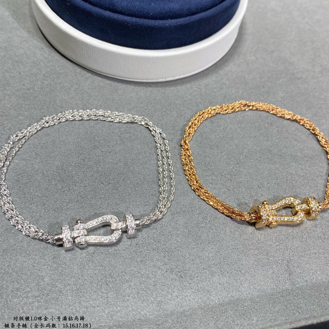 [Regalia jewelry]FORCE SMALL HORSESHOE  DIAMOND CHAIN ROPE BRACELET
