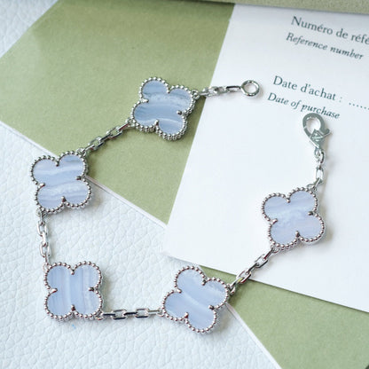 [Regalia jewelry]CLOVER  5 MOTIF PURPLE CHALCEDONY BRACELET SILVER
