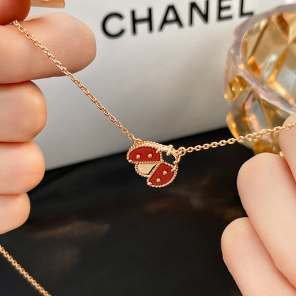 [Regalia jewelry]LUCKY  CARNELIANS LADYBUG NECKLACE