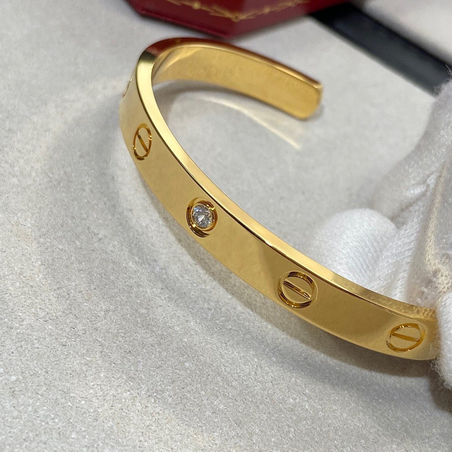 [Regalia jewelry]LOVE BRACELET 6.1MM 1 DIAMOND OPEN CUFF