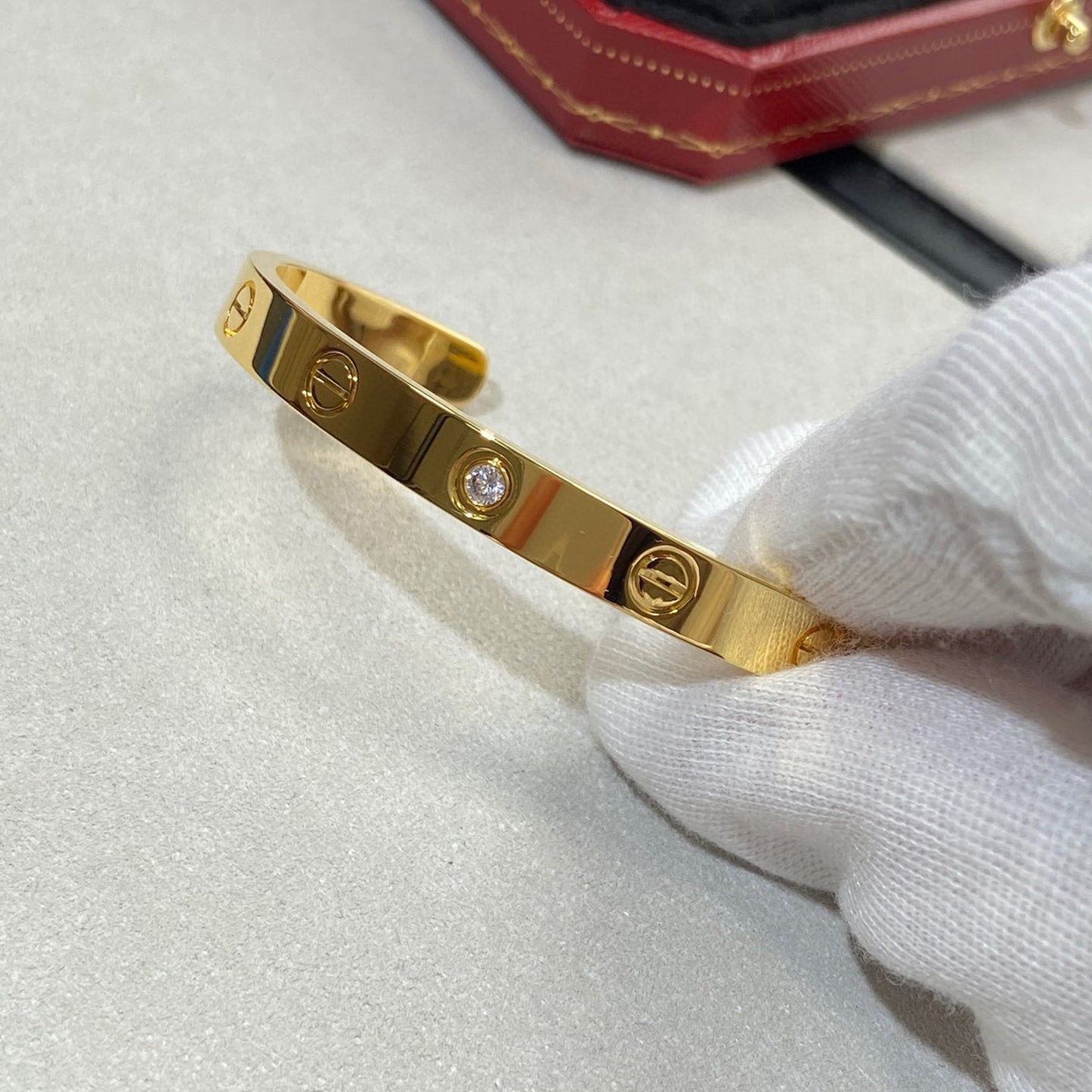 [Regalia jewelry]LOVE BRACELET 6.1MM 1 DIAMOND OPEN CUFF