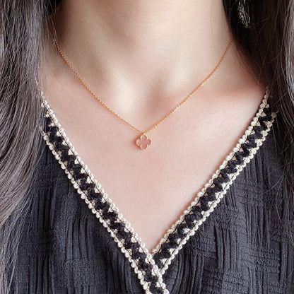 [Regalia jewelry]CLOVER 15MM PINK MOTHER-OF-PEARL SINGLE FLOWER NECKLACE