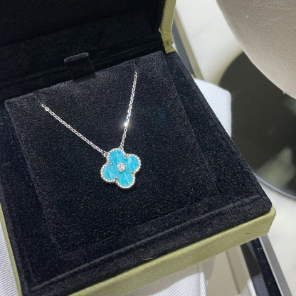[Regalia jewelry]CLOVER 15MM DIAMOND SVRES PORCELAIN  NECKLACE SILVER