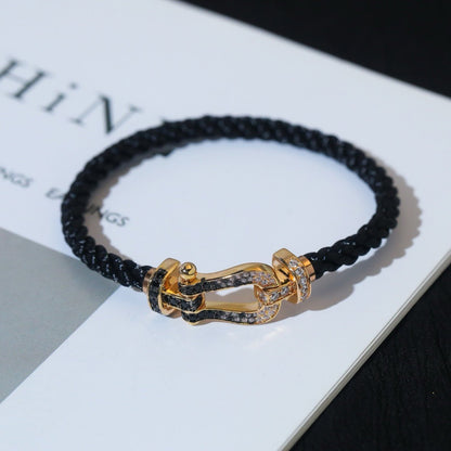 [Regalia jewelry]FORCE LARGE HORSESHOE BLACK WHITE DIAMOND BRACELET ROSE GOLD