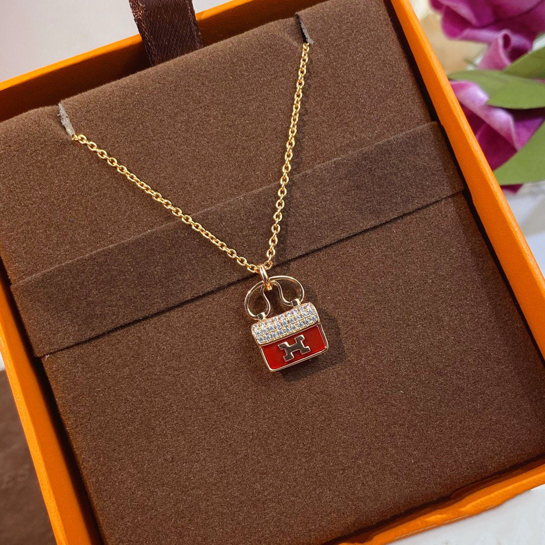 [Regalia jewelry]CONSTANCE RED PEDANT PINK GOLD NECKLACE