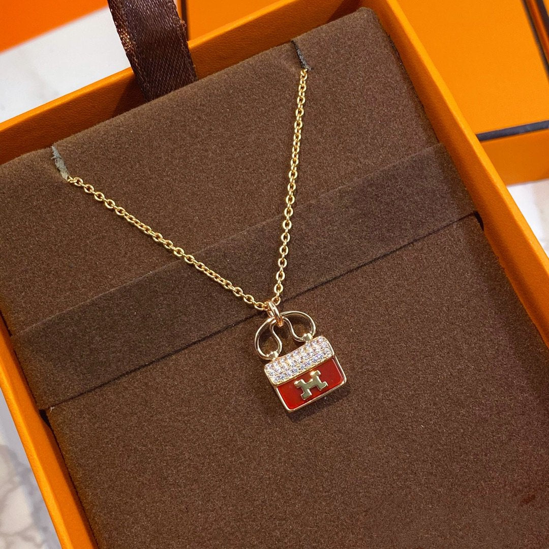 [Regalia jewelry]CONSTANCE RED PEDANT PINK GOLD NECKLACE
