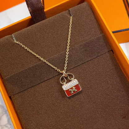 [Regalia jewelry]CONSTANCE RED PEDANT PINK GOLD NECKLACE