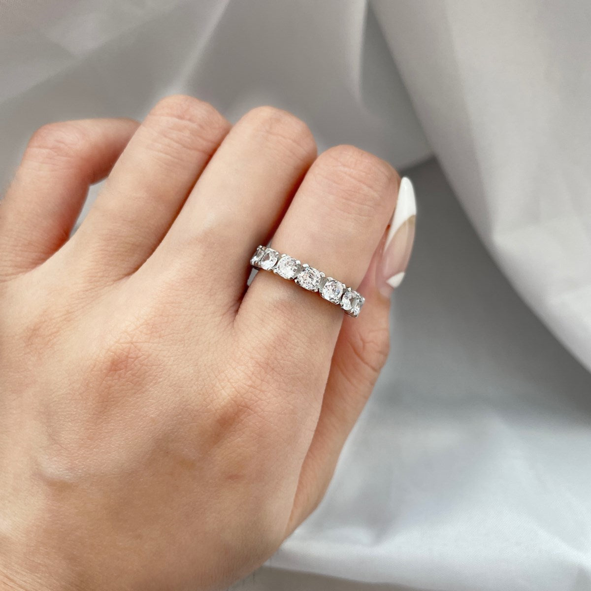 [Regalia jewelry]Eternity Round Cut Tennis Ring